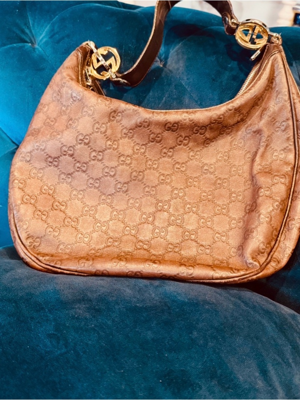 Gucci Brown Guccissima GG Twins Hobo